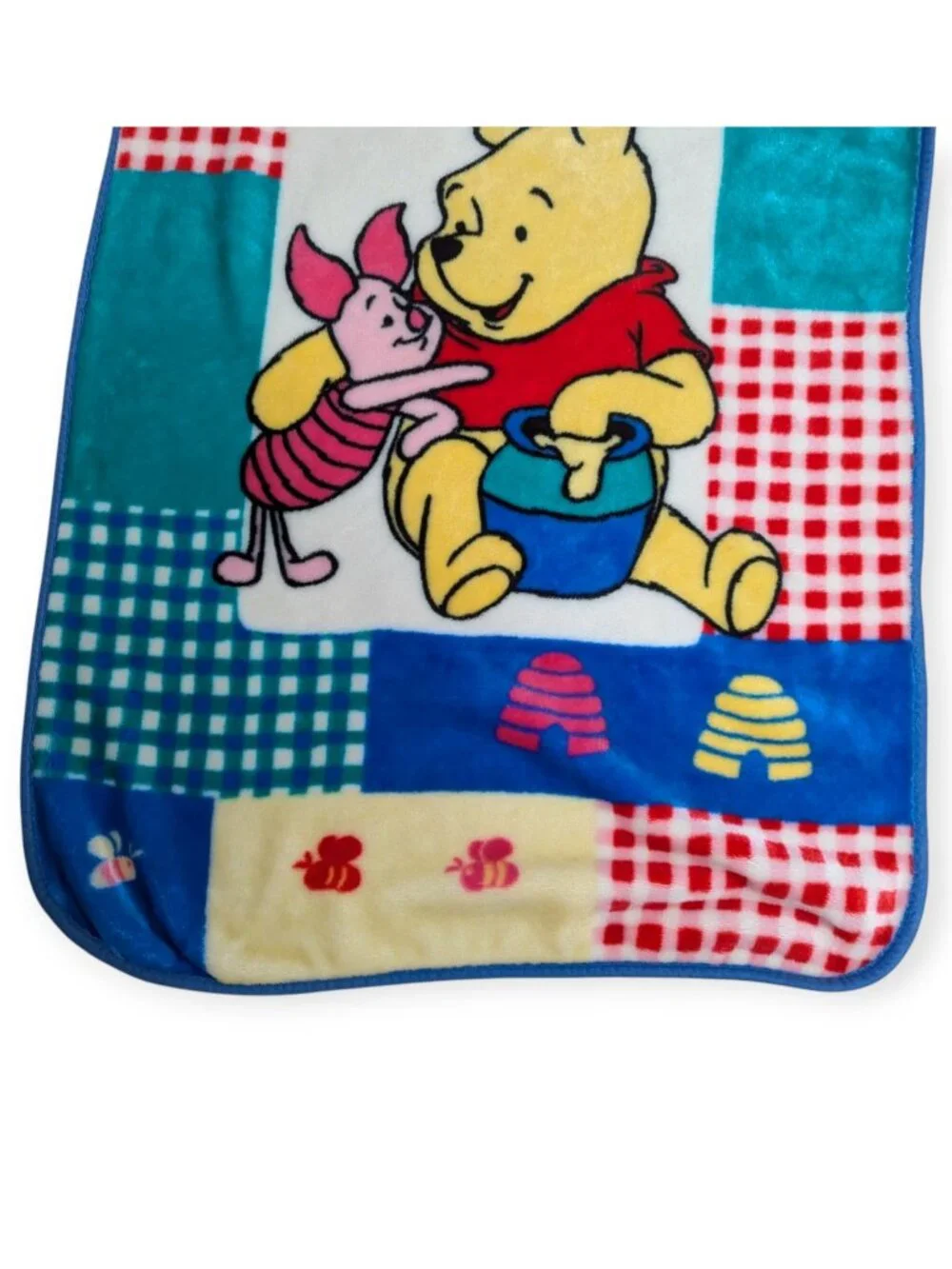 Vintage 90s Winnie the Pooh & Piglet Plush Fleece Baby Crib Blanket 42.5